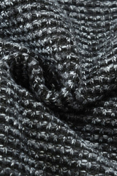 Street Look Mens Knit Cardigan Color Block Splicing Zip Closure Stand Collar Regular Fitted Knit Cardigan