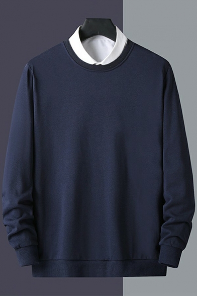 Boy's Basic Sweatshirt Plain Drawstring Crew Neck Long Sleeves Loose Sweatshirt