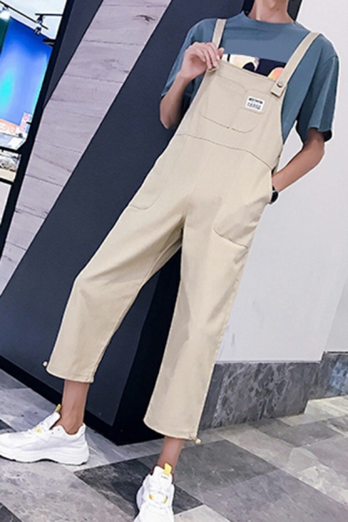 Basic Designed Men's Overalls Solid Color Gathered Ankle Sleeveless Overalls