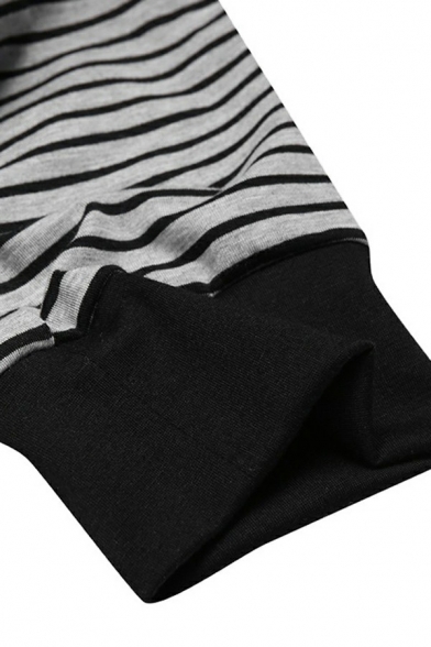 Comfortable Men's Jumpsuit Crew Neck Stripe Print Slim-Fitted Jumpsuit for Men