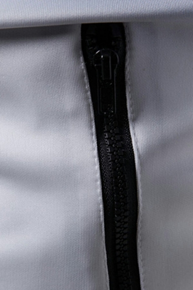 Vintage Mens Hoodie Color Block Long Sleeves Rib Cuffs Loose Fit Hoodie with Pockets