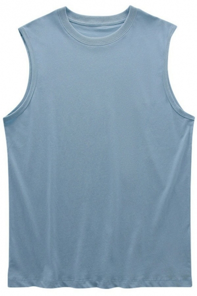 Leisure Plain Men's Tank Top Sleeveless Crew Neck Relaxed Fitted Tank Top