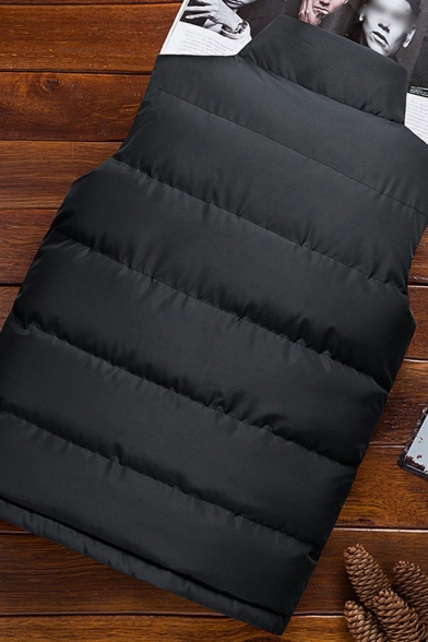 Men's Dashing Vest Solid Color Stand Collar Pocket Design Zip Closure Regular Fit Vest