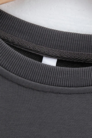 Simple Mens Sweatshirt Plain Long Sleeve Crew Neck Rib Cuffs Regular Fit Sweatshirt