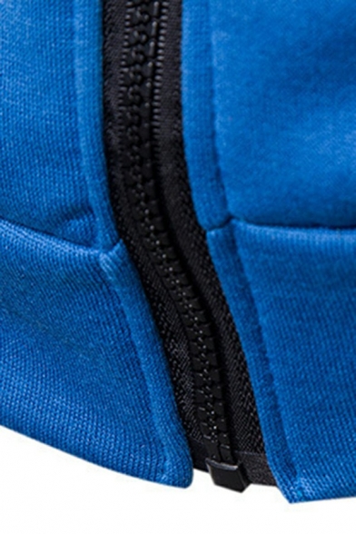 Classic Men's Hoodie Ombre Pattern Zip Up Drawcord Pocket Detail Long-sleeved Slimming Hoodie