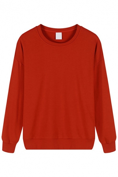 Men Basic Sweatshirt Solid Long Sleeve Crew Neck Relaxed Fitted Pullover Sweatshirt