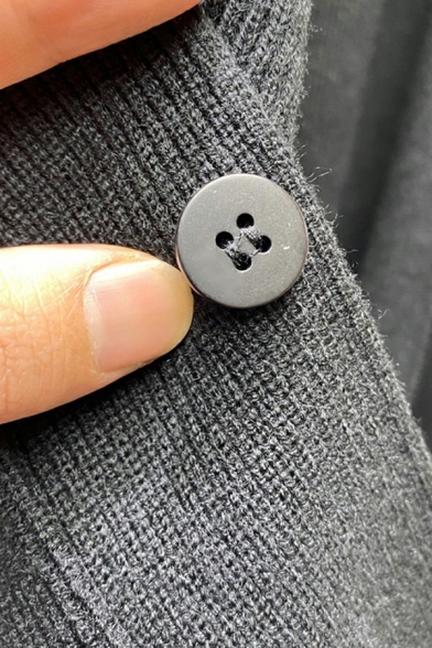Guys Pop Cardigan Contrast Line Button Closure V-Neck Pocket Loose Fit Cardigan