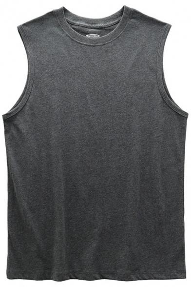 Men's Simple Plain Color Tank Top Sleeveless Round Neck Relaxed Fitted Tank Top