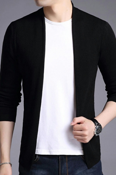 Street Look Mens Cardigan Solid Long Sleeves Slim Fit Button Fly Knitted Cardigan