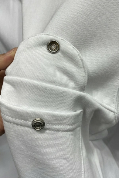 Basic Sweatshirt Solid Color Round Neck Regular Fit Long-sleeved Sweatshirt for Men