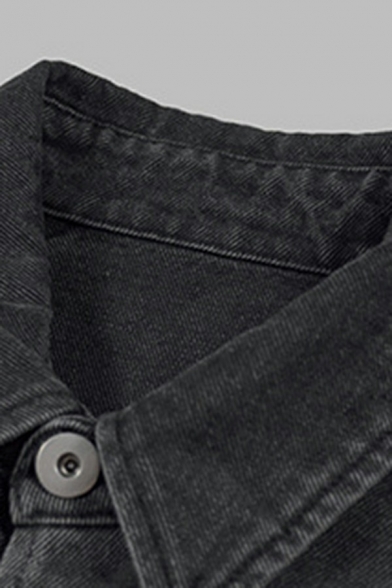 Casual Mens Denim Vest Solid Color Button Closure Pockets Detail Regular Fit Vest