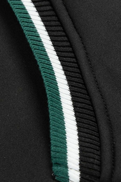Edgy Men's Hoodie Contrast Trim Pocket Designed Zip Up Long Sleeves Warm Hoodie