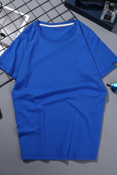 Urban Tee Top Solid Color Short Sleeves Oversized Crew Neck Tee Top for Men