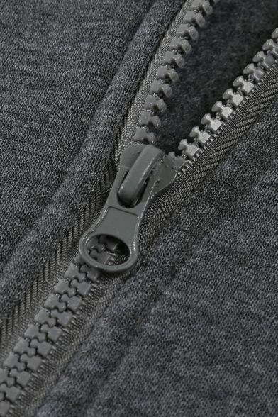 Dashing Hoodie Plain Pocket Detailed Long-Sleeved Regular Fitted Hooded Zip Placket Hoodie for Men