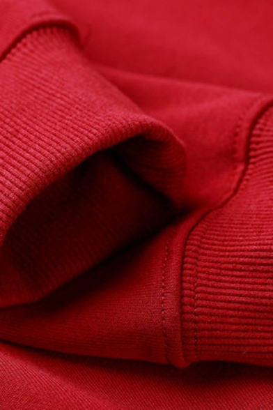 Pop Sweatshirt Plain Ribbed Hem Long-Sleeved Skinny Crew Neck Sweatshirt for Men