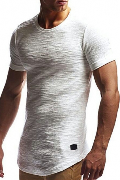 Sporty Men's Tee Top Whole Colored Crew Neck Regular Fitted Short Sleeves Tee Top