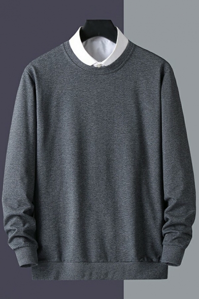 Boy's Basic Sweatshirt Plain Drawstring Crew Neck Long Sleeves Loose Sweatshirt