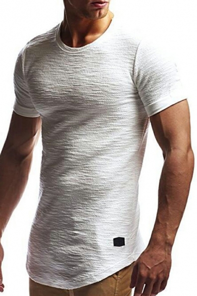 Sporty Men's Tee Top Whole Colored Crew Neck Regular Fitted Short Sleeves Tee Top