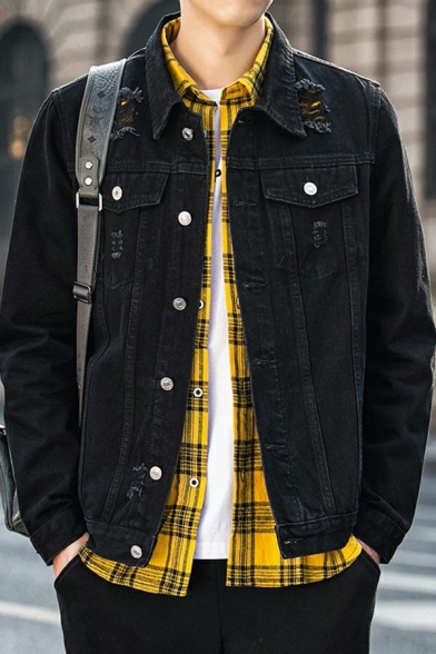 Elegant Boys Jacket Solid Pocket Detailed Long Sleeve Lapel Collar Regular Denim Jacket