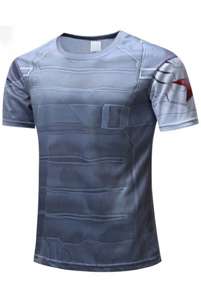 Men's Fancy T-Shirt 3D Print Regular Fit Short Sleeves Round Neck T-Shirt