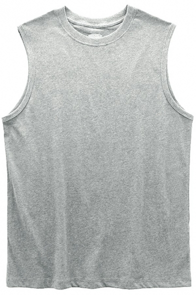 Men's Simple Plain Color Tank Top Sleeveless Round Neck Relaxed Fitted Tank Top