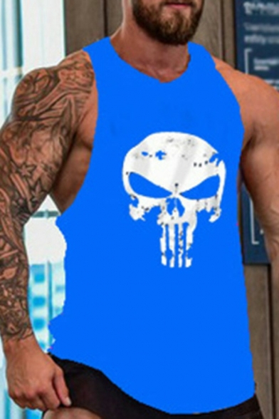 Popular Mens Tank Top Skull Printed Sleeveless Crew Neck Regular Fitted Tank Top