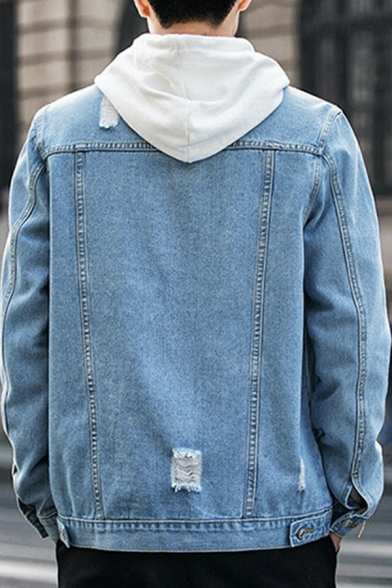Elegant Boys Jacket Solid Pocket Detailed Long Sleeve Lapel Collar Regular Denim Jacket