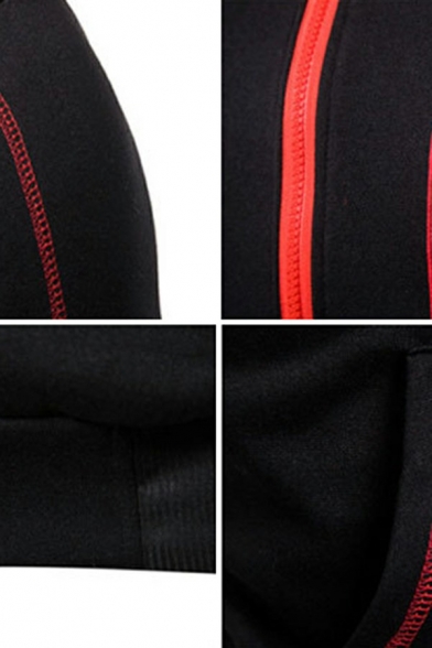 Popular Hoodie Contrast Trim Breast Pocket Long-Sleeved Fitted Drawstring Hoodie for Men