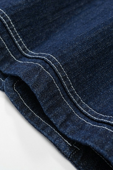 Street Look Mens Denim Vest Solid Color Sleeveless V-Neck Pocket Detail Regular Fitted Vest