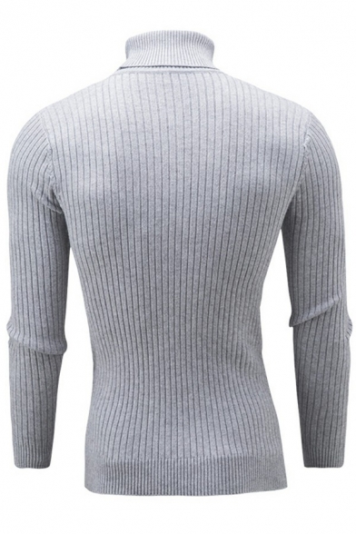 Casual Men's Sweater Color Panel Pleated Crew Neck Slimming Long Sleeve Sweater