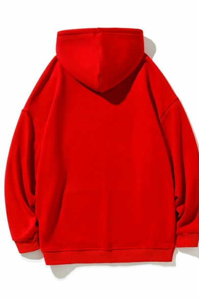 Classic Hoodie Pure Color Kanga Pocket Long Sleeves Regular Fit Drawstring Hoodie for Men