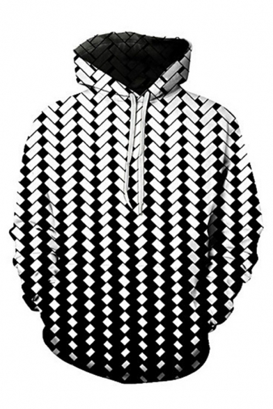 Guys Fancy Abstract Printed Hoodie Drawstring Pocket Detail Long-Sleeved Oversized Hooded Hoodie