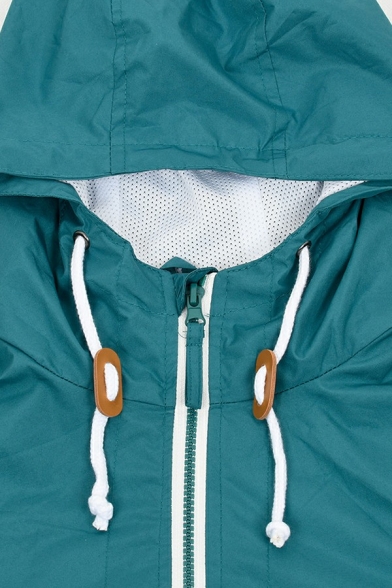 Guys Sportive Jacket Color Block Drawcord Zip Up Hooded Long Sleeve Loose Fitted Jacket
