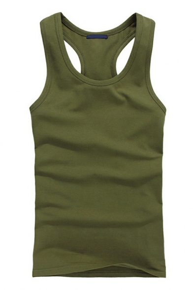 Modern Tank Solid Color Scoop Neck Slimming Sleeveless Vest for Men