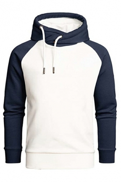 Dashing Hoody Color-Block Hooded Rib Cuffs Long-Sleeved Regular Fitted Hoody for Men