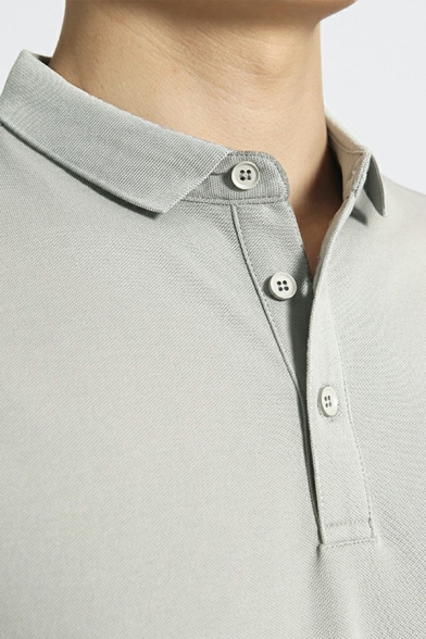 Hot Polo Shirt Whole Colored Button Half Closure Turn-Down Collar Fit Short Sleeves Polo Shirt
