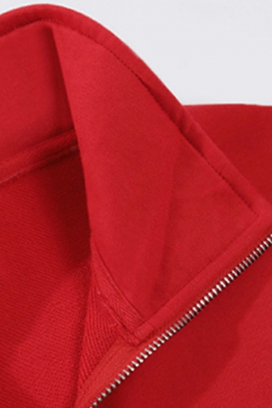 Men's Modern Sweatshirt Plain Turn-down Collar Pocket Zip-up Long Sleeve Sweatshirt