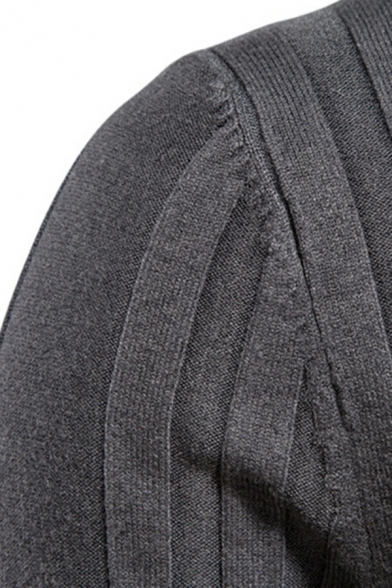 Men Trendy Sweater Stripe Pattern High Collar Rib Cuffs Long-Sleeved Slim Fitted Sweater