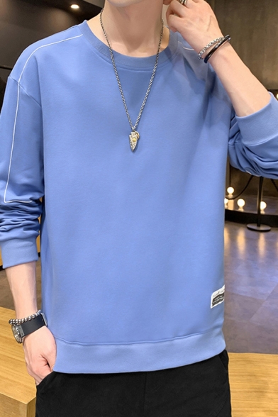 Basic Drawstring Sweatshirt Color Block Long-Sleeved Pocket Detail Rib Cuffs Regular Fitted Sweatshirt for Men