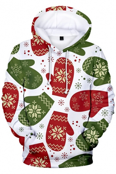 Boy's Urban Hoodie Christmas Pattern Regular Fitted Long-Sleeved Hooded Drawstring Hoodie