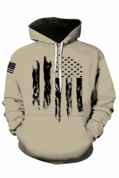 Cool Flag Pattern Men's Hoodie Drawstring Front Pocket Relaxed Fit Hooded Sweatshirt