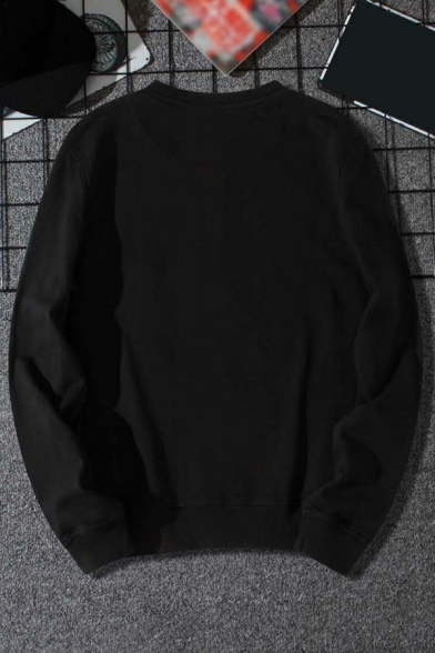 Stylish Sweatshirt Horse Print Crew Neck Long Sleeve Loose Fit Pullover Sweatshirt for Boys