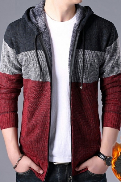 Guy's Elegant Cardigan Solid Color Pocket Designed Relaxed Fitted Long Sleeve Zip Fly Cardigan