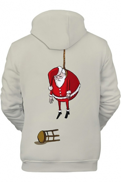 Elegant Guy's Hoodie Christmas Pattern Pocket Long Sleeves Fitted Hooded Drawstring Hoodie