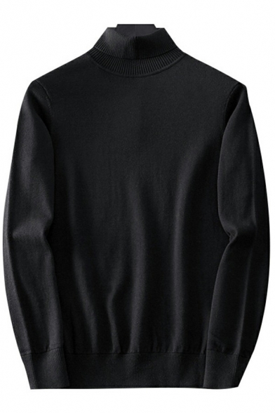 Fashion Sweater Plain Ribbed Trim Long-sleeved Mock Collar Baggy Pullover Sweater For Teenagers
