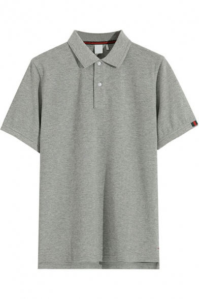 Simple Mens Polo Shirt Button Detail Short Sleeves Turn down Collar Regular Fit Polo Shirt