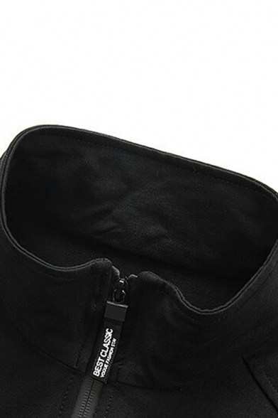 Casual Mens Sweatshirt Zip placket Stand Collar Long-Sleeved Regular Fit Sweatshirt