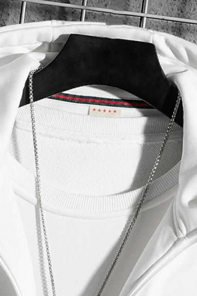 Hot Boys Hoodie Striped Printed Drawstring Loose Fit Long-Sleeved Zipper Hooded Hoodie