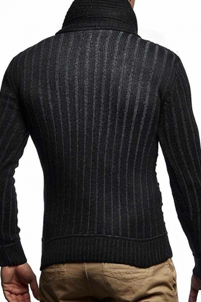 Trendy Men's Sweater Plaid Printed Shawl Collar Long Sleeve Regular Fit Pullover Sweater