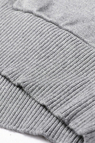 Basic Mens Knitted Cardigan Stripe Pattern Single Breast Long Sleeve V-Neck Slim Fit Cardigan